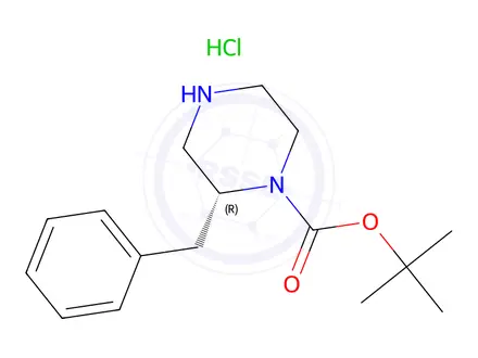 Chemical structure of (R)-tert-Butyl 2-benzylpiperazine-1-carboxylate hydrochloride