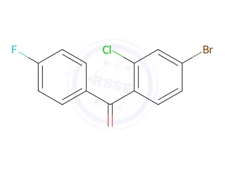 Chemical structure of (4-bromo-2-chlorophenyl)(4-fluorophenyl)methanone