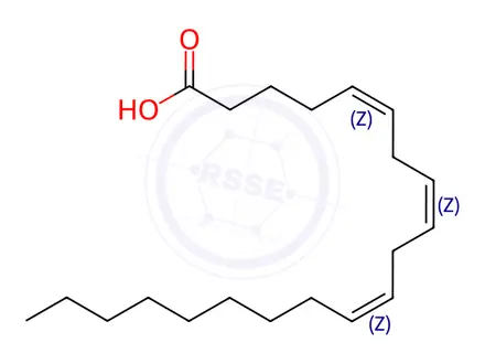 Chemical structure of 5-cis,8-cis,11-cis-Eicosatrienoic acid