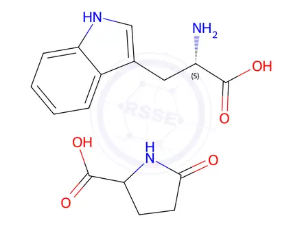 Chemical structure of L-tryptophan, compound with 5-oxo-DL-proline (1:1)