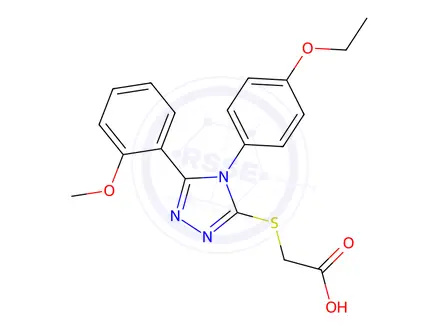 Chemical structure of {[4-(4-ethoxyphenyl)-5-(2-methoxyphenyl)-4H-1,2,4-triazol-3-yl]thio}acetic acid