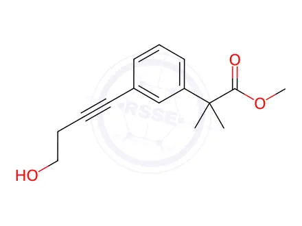 Chemical structure of Methyl 2-(3-(4-hydroxybut-1-yn-1-yl)phenyl)-2-methylpropanoate
