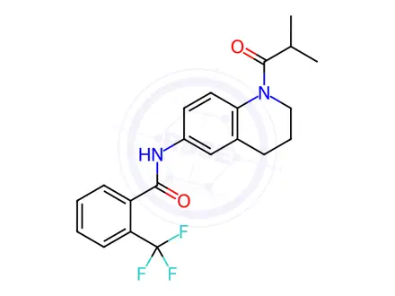 Chemical structure of N-(1-Isobutyryl-1,2,3,4-tetrahydroquinolin-6-yl)-2-(trifluoromethyl)benzamide