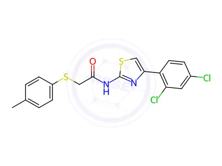 Chemical structure of N-(4-(2,4-dichlorophenyl)thiazol-2-yl)-2-(p-tolylthio)acetamide