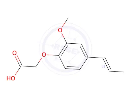 Chemical structure of (E)-2-(2-Methoxy-4-(prop-1-en-1-yl)phenoxy)acetic acid