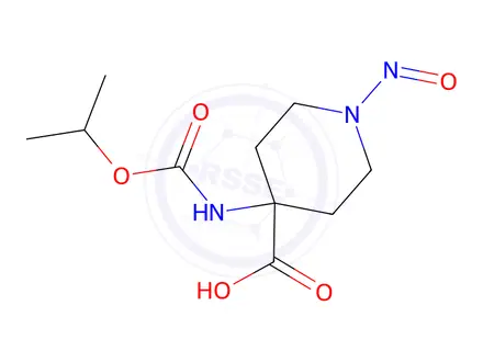 Chemical structure of 4-((isopropoxycarbonyl)amino)-1-nitrosopiperidine-4-carboxylic acid