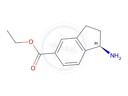Chemical structure of (R)-ethyl 1-amino-2,3-dihydro-1H-indene-5-carboxylate