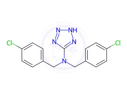Chemical structure of N,N-Bis[(4-chlorophenyl)methyl]-1H-1,2,3,4-tetrazol-5-amine
