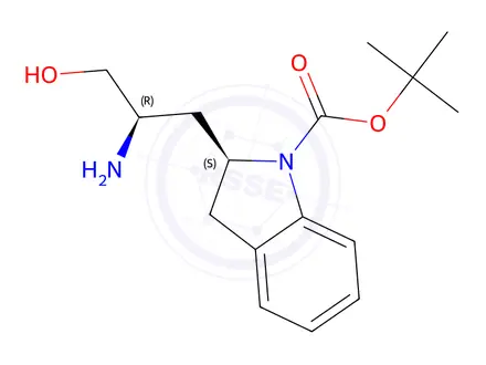 Chemical structure of tert-butyl (2S)-2-[(2R)-2-amino-3-hydroxypropyl]-2,3-dihydro-1H-indole-1-carboxylate