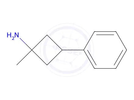 Chemical structure of (1R,3r)-1-methyl-3-phenylcyclobutan-1-amine