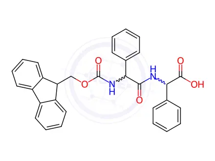 Chemical structure of Glycine, (2S)-N-[(9H-fluoren-9-ylmethoxy)carbonyl]-2-phenylglycyl-2-phenyl-, (2S)-