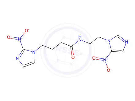 Chemical structure of N-[2-nitro-3-[2-(5-nitroimidazol-1-yl)ethyl]-2H-imidazol-1-yl]butanami de