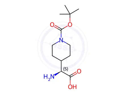 Chemical structure of (S)-2-Amino-2-(1-(tert-butoxycarbonyl)piperidin-4-yl)acetic acid