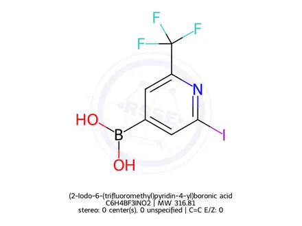 Chemical structure of (2-Iodo-6-(trifluoromethyl)pyridin-4-yl)boronic acid