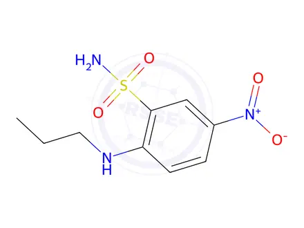Chemical structure of 5-nitro-2-(propylamino)benzene-1-sulfonamide