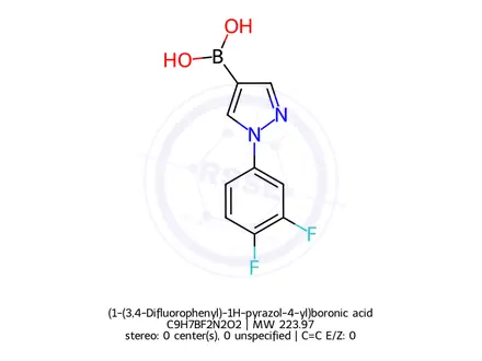 Chemical structure of (1-(3,4-Difluorophenyl)-1H-pyrazol-4-yl)boronic acid