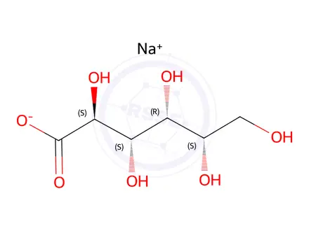 Chemical structure of L-gulonic acid, sodium salt