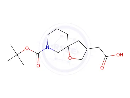 Chemical structure of 2-(7-(Tert-Butoxycarbonyl)-1-Oxa-7-Azaspiro[4.5]Decan-3-Yl)Acetic Acid