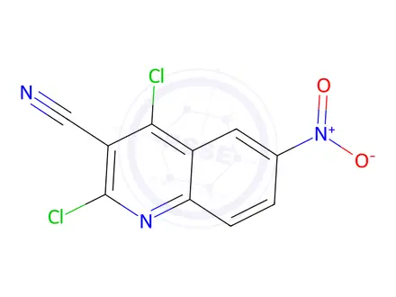Chemical structure of 2,4-Dichloro-6-nitro-3-quinolinecarbonitrile