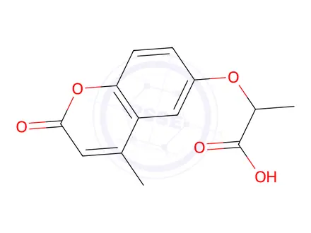 Chemical structure of 2-[(4-Methyl-2-oxo-2H-chromen-6-yl)oxy]propanoic Acid