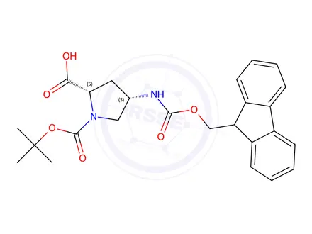 Chemical structure of N-Boc-cis-4-N-Fmoc-amino-L-proline