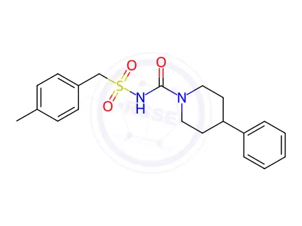 Chemical structure of N-[(4-Methylphenyl)methanesulfonyl]-4-phenylpiperidine-1-carboxamide
