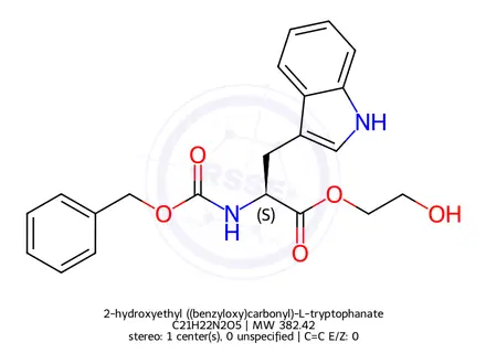 Chemical structure of 2-hydroxyethyl ((benzyloxy)carbonyl)-L-tryptophanate