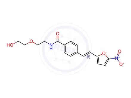 Chemical structure of N-(2-(2-Hydroxyethoxy)ethyl)-4-(2-(5-nitrofuran-2-yl)vinyl)benzamide