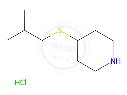 Chemical structure of 4-[(2-methylpropyl)sulfanyl]piperidine hydrochloride