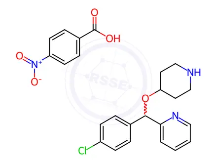 Chemical structure of 4-[(4-Chlorophenyl)-2-pyridylmethoxy]piperidine p-Nitrobenzoic Acid Salt