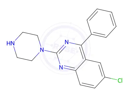 Chemical structure of 6-chloro-4-phenyl-2-(1-piperazinyl)-Quinazoline