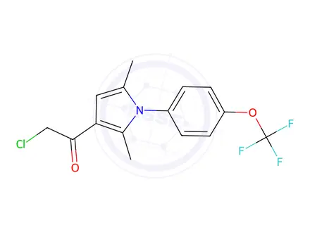 Chemical structure of 2-chloro-1-{2,5-dimethyl-1-[4-(trifluoromethoxy)phenyl]-1H-pyrrol-3-yl}ethanone