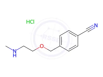 Chemical structure of 4-((2-(Methylamino)ethoxy)methyl)benzonitrile Hydrochloride