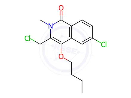 Chemical structure of 4-Butoxy-6-chloro-3-(chloromethyl)-2-methylisoquinolin-1(2H)-one