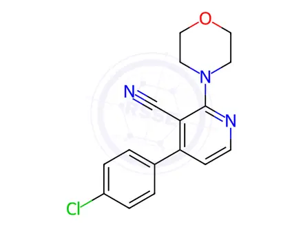 Chemical structure of 4-(4-chlorophenyl)-2-morpholinonicotinonitrile