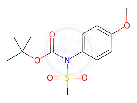Chemical structure of Carbamic acid, (4-methoxyphenyl)(methylsulfonyl)-, 1,1-dimethylethyl ester (9CI)