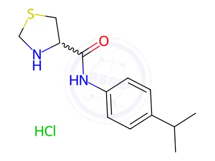 Chemical structure of N-(4-isopropylphenyl)thiazolidine-4-carboxamide hydrochloride