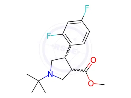 Chemical structure of (3S,4R)-Methyl 1-(tert-butyl)-4-(2,4-difluorophenyl)pyrrolidine-3-carboxylate