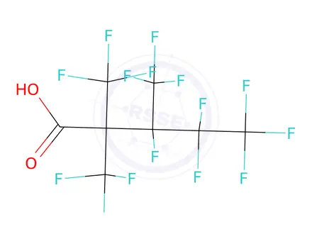 Chemical structure of Pentanoic acid, 3,4,4,5,5,5-hexafluoro-2,2,3-tris(trifluoromethyl)-