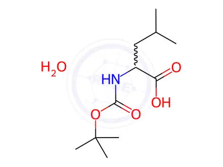 Chemical structure of 4-Methyl-2-[(2-methylpropan-2-yl)oxycarbonylamino]pentanoic acid;hydrate