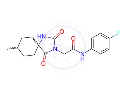 Chemical structure of N-(4-Fluorophenyl)-2-(8-methyl-2,4-dioxo-1,3-diazaspiro[4.5]decan-3-yl)acetamide