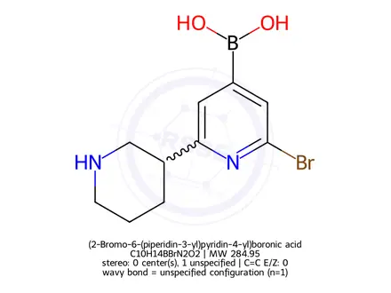 Chemical structure of (2-Bromo-6-(piperidin-3-yl)pyridin-4-yl)boronic acid