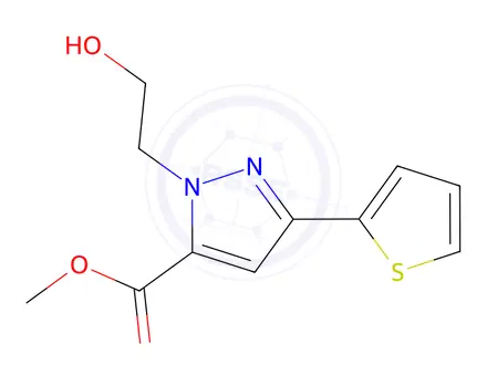 Chemical structure of Methyl 1-(2-Hydroxyethyl)-3-(thiophen-2-yl)-1h-pyrazole-5-carboxylate
