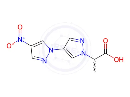 Chemical structure of 2-(4-nitro-1'H-1,4'-bipyrazol-1'-yl)propanoic acid