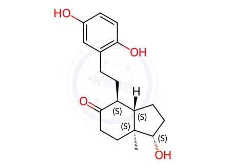 Chemical structure of [1S-(1α,3aβ,4β,7aα)]-4-[2-(2,5-Dihydroxyphenyl)ethyl]octahydro-1-hydroxy-7a-methyl-5H-inden-5-one