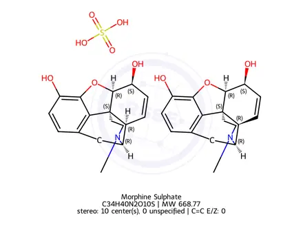 Chemical structure of Morphine Sulphate