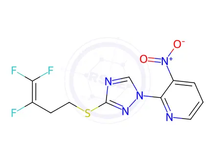 Chemical structure of 3-Nitro-2-(3-((3,4,4-trifluorobut-3-en-1-yl)thio)-1H-1,2,4-triazol-1-yl)pyridine