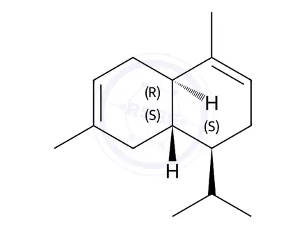 Chemical structure of Naphthalene, 1,2,4a,5,8,8a-hexahydro-4,7-dimethyl-1-(1-methylethyl)-, [1S-(1α,4aβ,8aα)]-