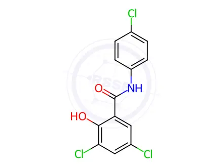Chemical structure of Benzamide, 3,5-dichloro-N-(4-chlorophenyl)-2-hydroxy-