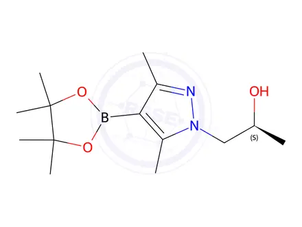 Chemical structure of (S)-1-(3,5-dimethyl-4-(4,4,5,5-tetramethyl-1,3,2-dioxaborolan-2-yl)-1H-pyrazol-1-yl)propan-2-ol